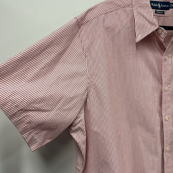Ralph Lauren red and white stripe short sleeve button down shirt XXL - Picture 4 of 5